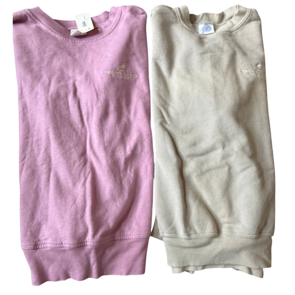 Lot of 2 City Lights Pebble Beach Tennis Club Sweatshirt M Pink Tan Cotton NEW